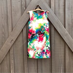Worthington Dress Womens Medium Multicolor Floral Sheath Knit Sleeveless Zip